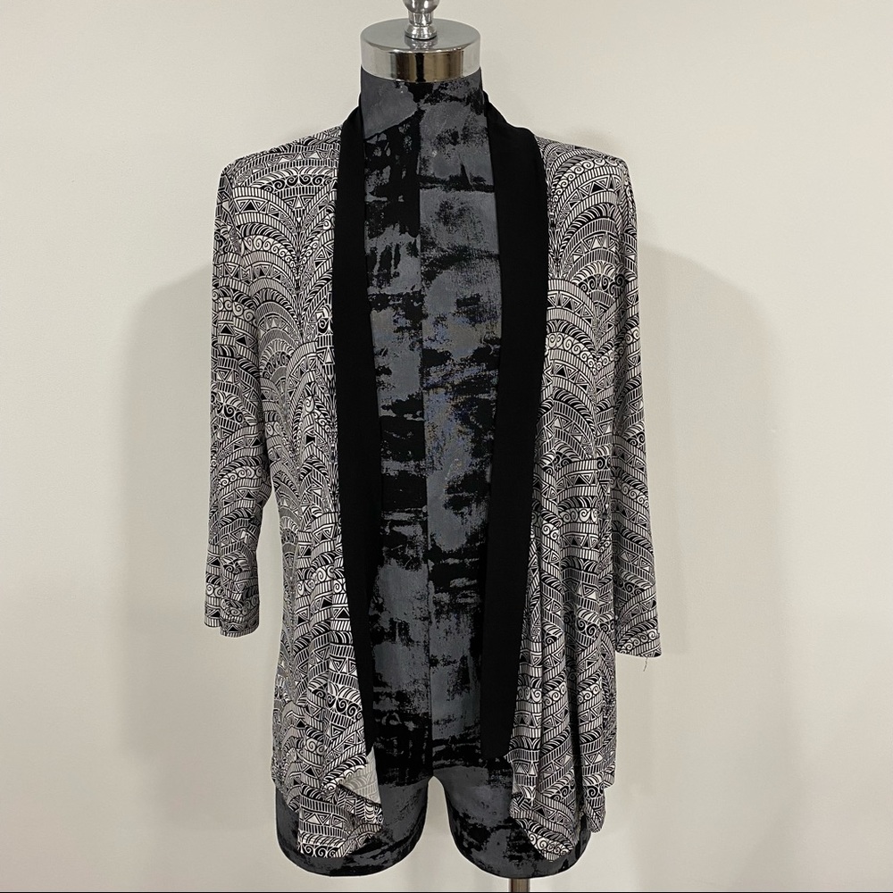 Chicos Easywear Open Front Knit Cardigan Sweater